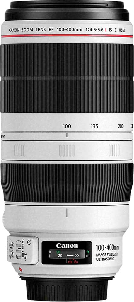Front. Canon - EF100-400mm F4.5-5.6L IS II USM Telephoto Zoom Lens for EOS DSLR Cameras - White.