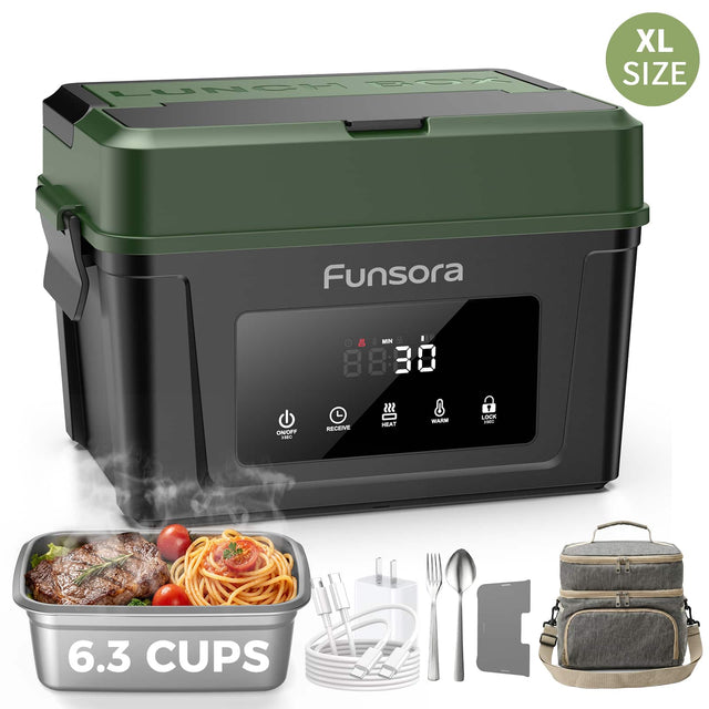 LUNCH XL SIZE  
Funsora  
- UN B: 88 ON/OFF  
- HEAT WARM  
- LOCK  
- 10 1 6.3 CUPS
