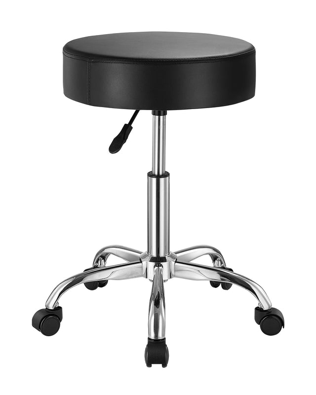 Front. VEVOR - Rolling Stool with Wheels, 450 LBS Weight Capacity Round Rolling Stool Chair - Black.
