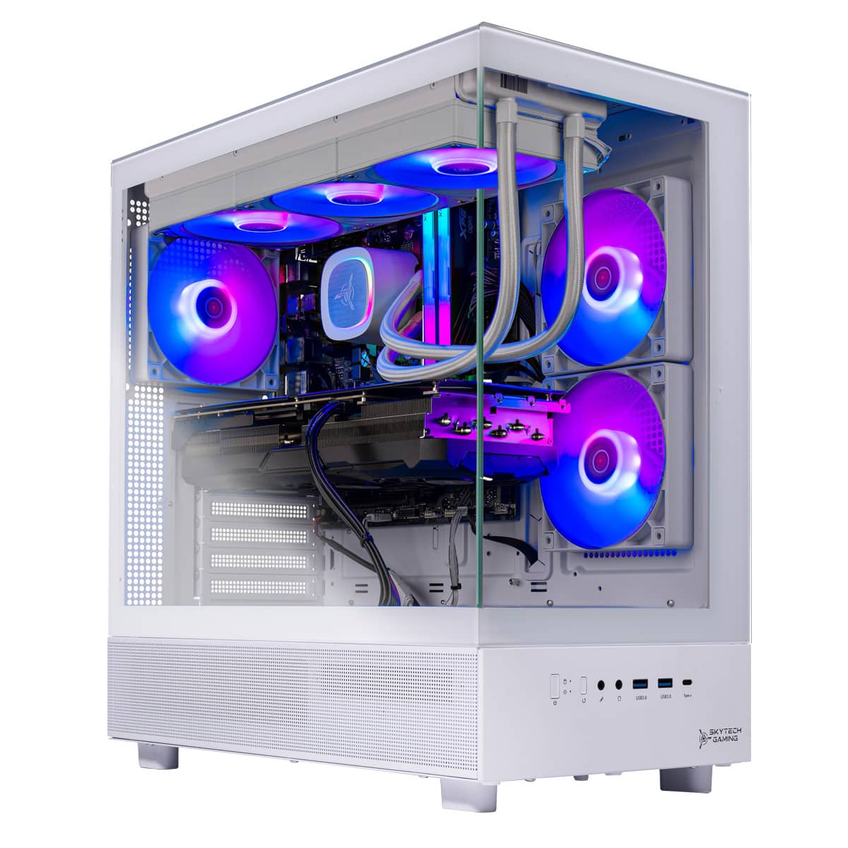 Skytech Gaming - Skytech AZURE3 - AMD Ryzen 7 9800X3D, 5070 Ti, 32GB 6000 MHz DDR5 RAM, 850W GOLD A3 PSU - White