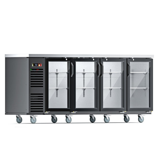 Front. Coolake - Coolake 92" 32.5 Cu.Ft. 2 Commercial Glass Door Back Bar Cooler in Black with Stainless Steel Top LED Lighting, 33-41℉ - Black.