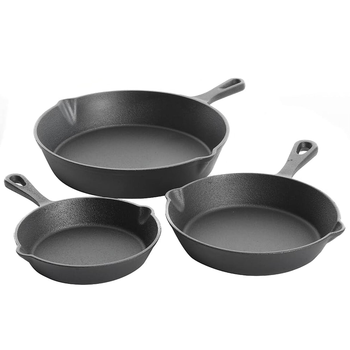 Gibson - Home Brickstone 3 Piece Pre-Seasoned Cast Iron Skillet Set - Black