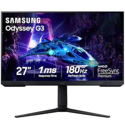 Samsung - Odyssey G30D 27" LED FHD AMD FreeSync Premium 180Hz 1ms Gaming Monitor (DisplayPort, HDMI)