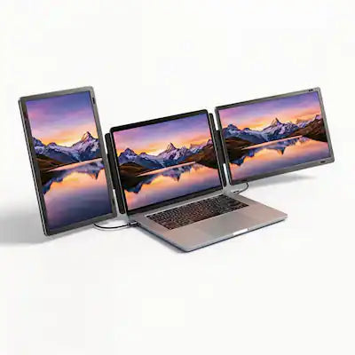 INVZI - MagHub Dual 16" Laptop Screen Extender - Triple Screen Portable Monitor with Dual 1200P IPS Displays, USB-C & Mini HDMI