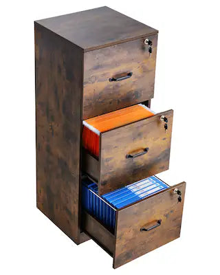 VEVOR - 3 Drawer File Cabinet with Lock, Vertical Filing Storage Cabinets for Home Office, Heavy-Duty Locking Cabinet