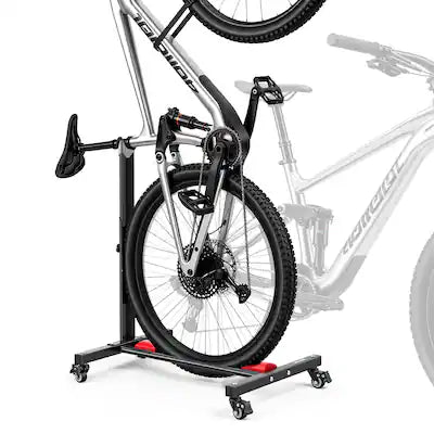 VEVOR - Bike Stand, Freestanding Vertical & Horizontal Bike Storage Rack, with Lockable Casters, Height Adjustable Carbon Steel