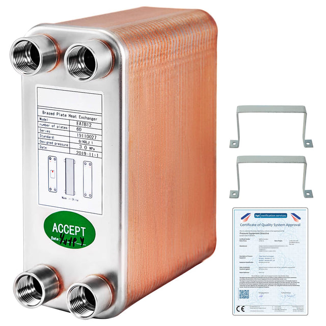 Brazed Plate Heat Exchanger  
Model: EATB12  
Number of plates: 60  
Series: 19110027  
Standard: Q/HDLJ  
Designed pressure: 3.0 NPa  
Date: 2019-11-1  

ACCEPT  
Date: 2019-11-1  

Certificate of Quality System Approval  
Pressure Equipment Directive  
hpi verification services  
Laumant  
CE
