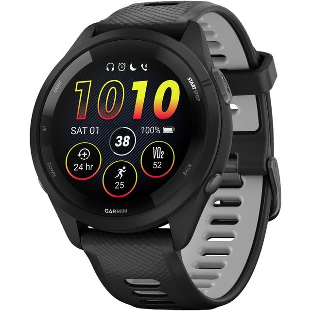 LIGHT START 10:10 STOP UP SAT 01 100% 38 + VO2 24 hr 52 DOWN BACK 25 RUN GARMIN