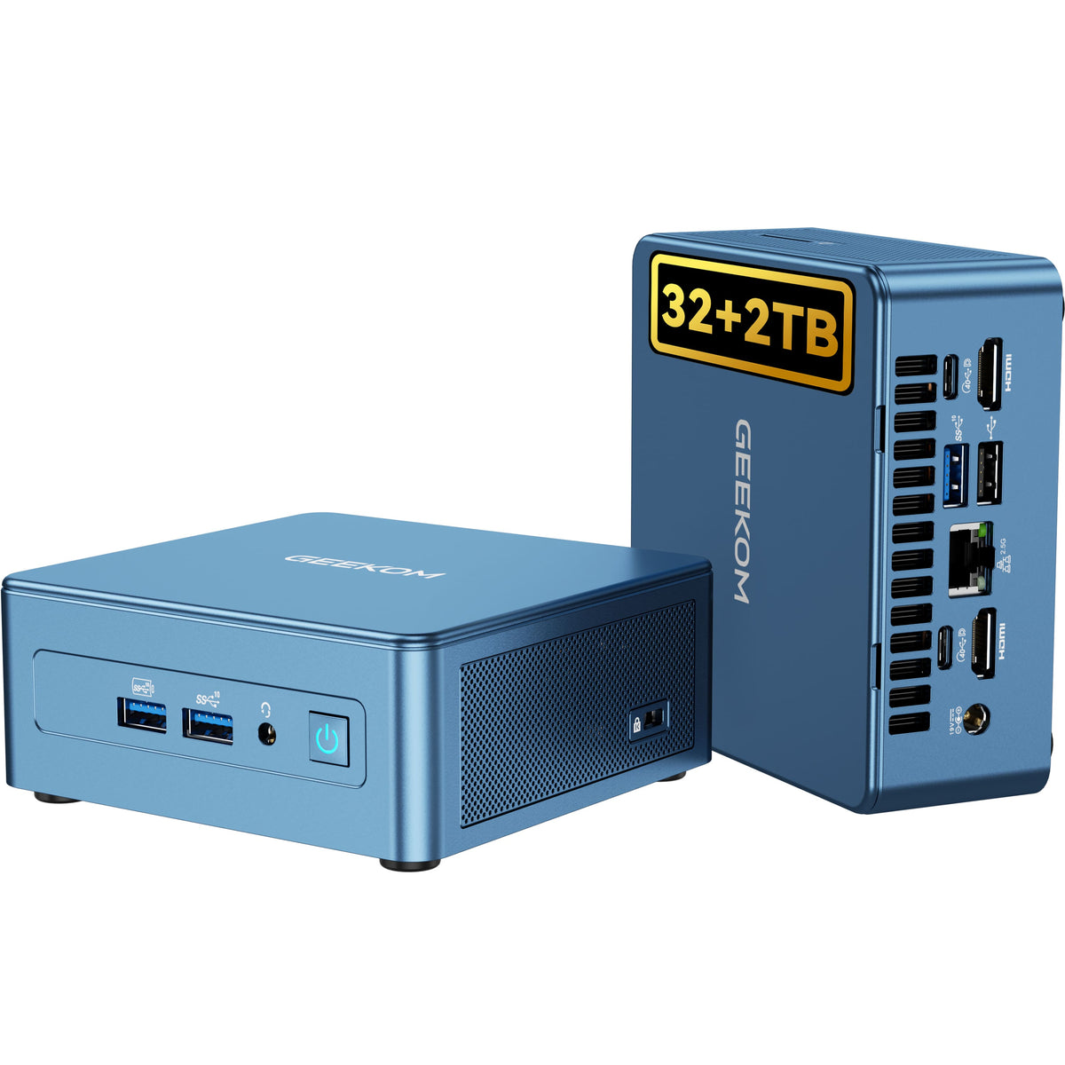 GEEKOM - IT13 Mini PC, 13th Gen Intel i9-13900H, 32GB RAM& 2TB NVMe Gen4*4 SSD, Windows 11 Pro Pre-installed - Blue