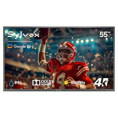 Sylvox - 55" Outdoor TV, 1000nits Google Smart TV, IP56 Waterproof Partial Sun Outside TV(Deck Pro3.0）