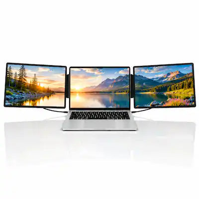 INVZI - MagHub Dual 14" Laptop Screen Extender - Foldable Triple Screen Portable Monitor with Dual 1200P IPS Displays
