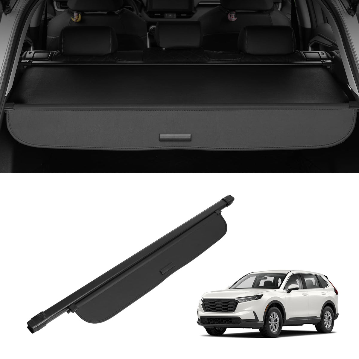 VEVOR - Retractable Cargo Cover for Honda, Upgraded Waterproof Trunk Cover Security Shield Shade - Black