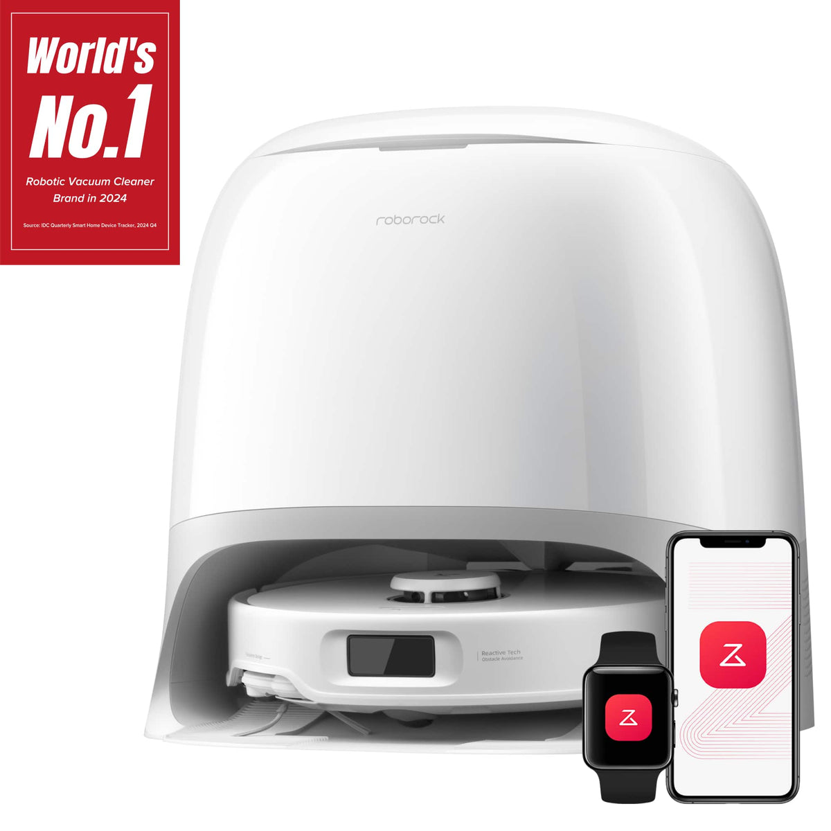 Roborock - Qrevo Curv 5XC Robot Vacuum and Mop, Dual Anti-Tangle System, FlexiArm, Intelligent Dirt Detection, Self-Washing&Drying - White