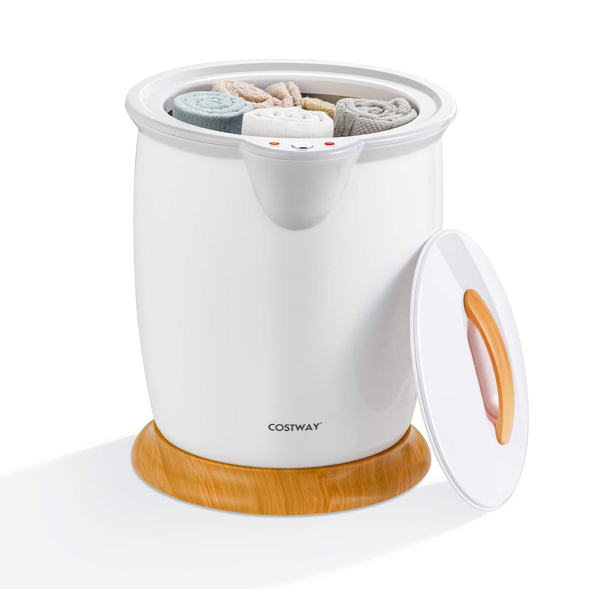 Costway - Bathroom Towel Warmer Bucket with Fragrance Holder & Auto Shut Off - White