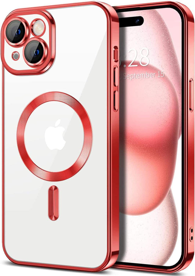 Front. Entronix - Entronix [Magnetic] Case Compatible with iPhone 15 - [Clear Back] Luxury Glossy Cover - Red.