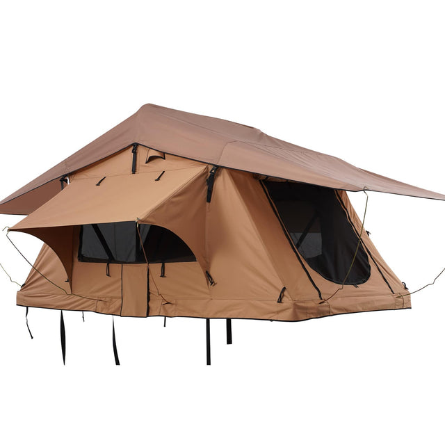 Front. VEVOR - Rooftop Tent Hard Shell, Rooftop Tent Hardshell for 2-3 Person, Folding Roof Top Tent with Telescopic Ladder - Khaki.