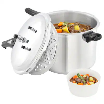 MegaChef - 11.5 Quart Induction and Stovetop Pressure Cooker with Steamer