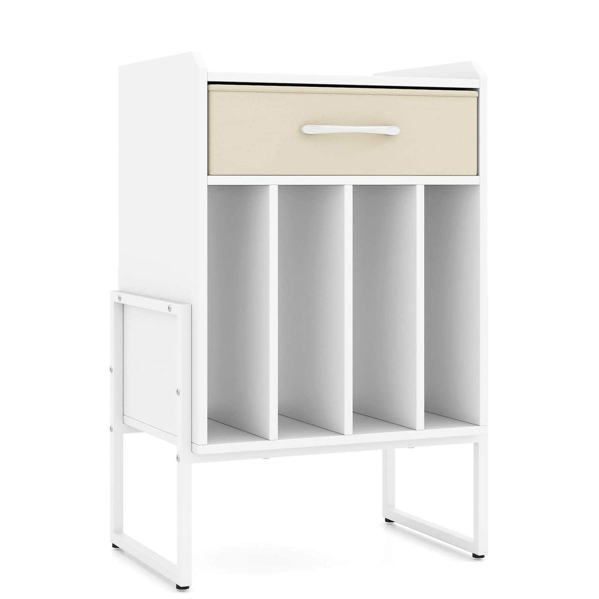 Costway - Record Player Stand Turntable Stand with Drawer & Record Holder Display Shelf - White