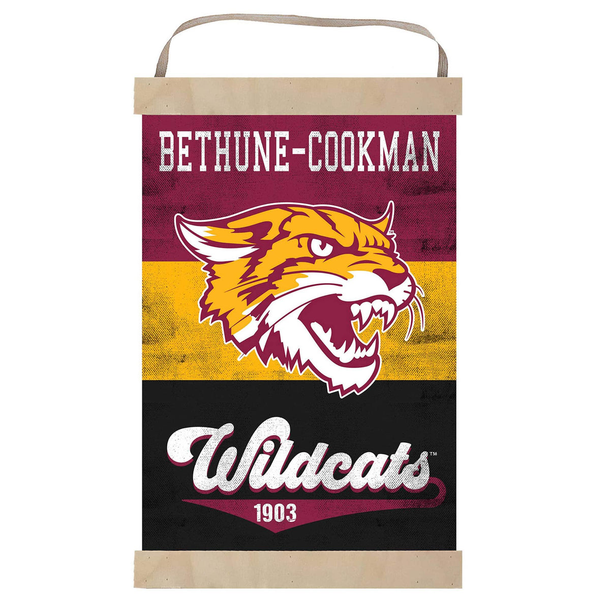 Jardine - Bethune-Cookman Wildcats Retro Logo Banner Sign - Maroon