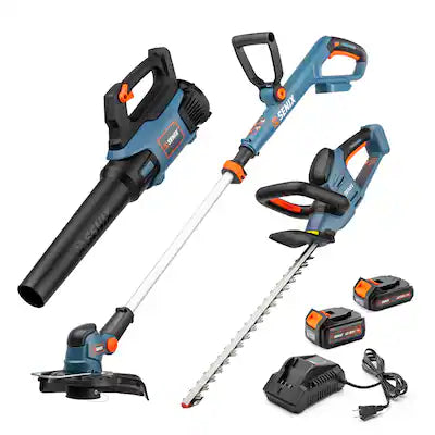 SENIX - X2 20V Max* Cordless Combo Kit, String Trimmer, Leaf Blower & Hedge Trimmer (2.0Ah, 4.0Ah Batteries, & Charger Included)
