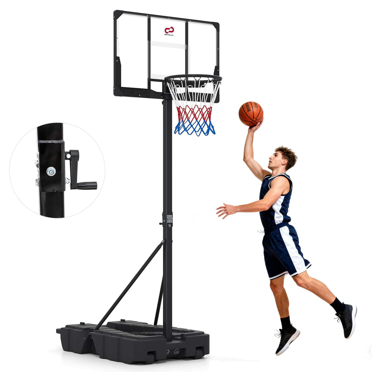 Costway - 10 FT Foldable Basketball Hoop with Fillable Base, Wheels & Shatterproof Backboard - Black