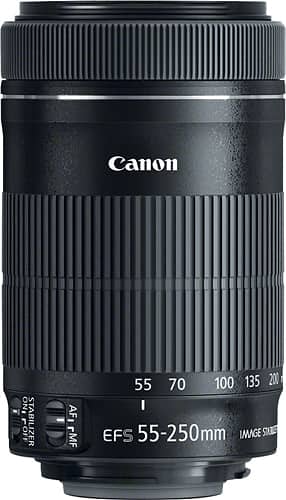 Front. Canon - EF-S55-250mm F4-5.6 IS STM Telephoto Zoom Lens for EOS DSLR Cameras - Black.
