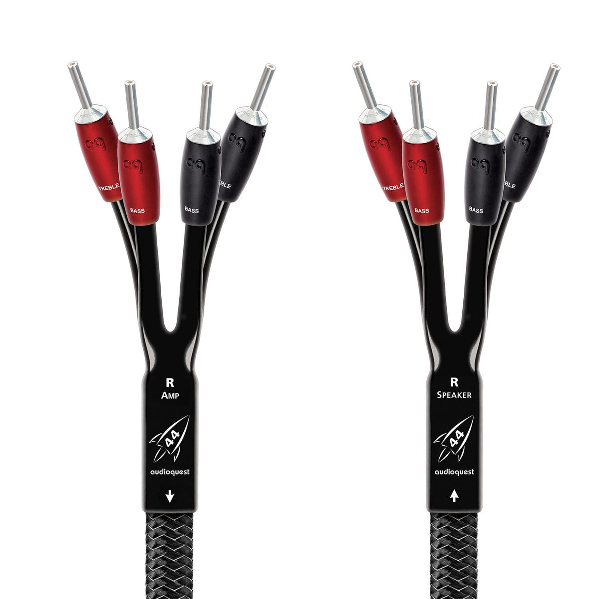 AudioQuest - Rocket 44 8' Single BiAmp Speaker Cable with Banana > Banana - Silver on Black