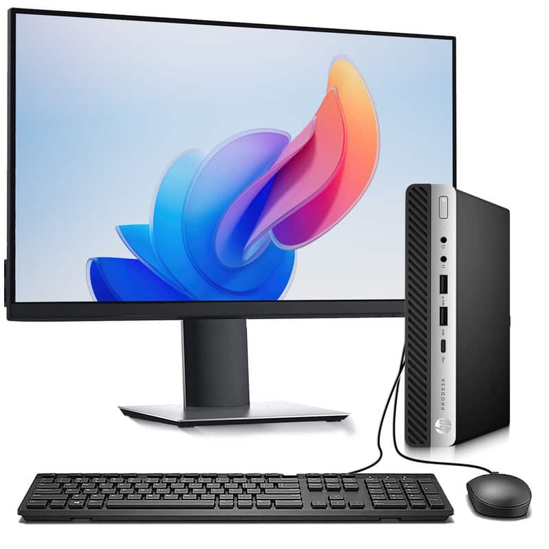 HP - Refurbished Excellent - ProDesk G5 Tiny Desktop PC | Intel i5-9th 2.20GHz | 16GB RAM | 256GB SSD | 24" LED | KB & Mouse | Wi-Fi | Windows 11 - Black