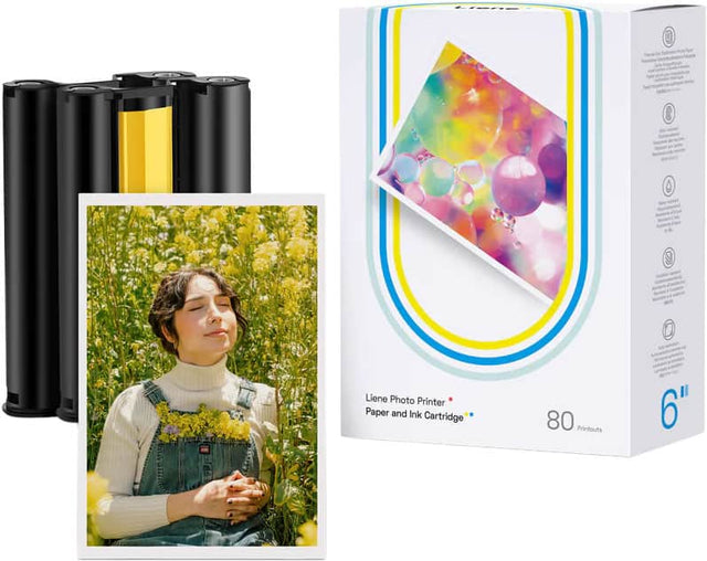 Liene Photo Printer Paper and Ink Cartridge 80 Printouts 6"