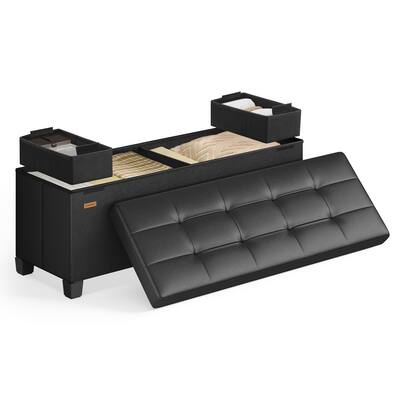 Songmics Home - Storage Ottoman, Storage Bench with Legs, 38 x 110 x 40 cm,112 L, Synthetic Leather, for Living Room, Entryway