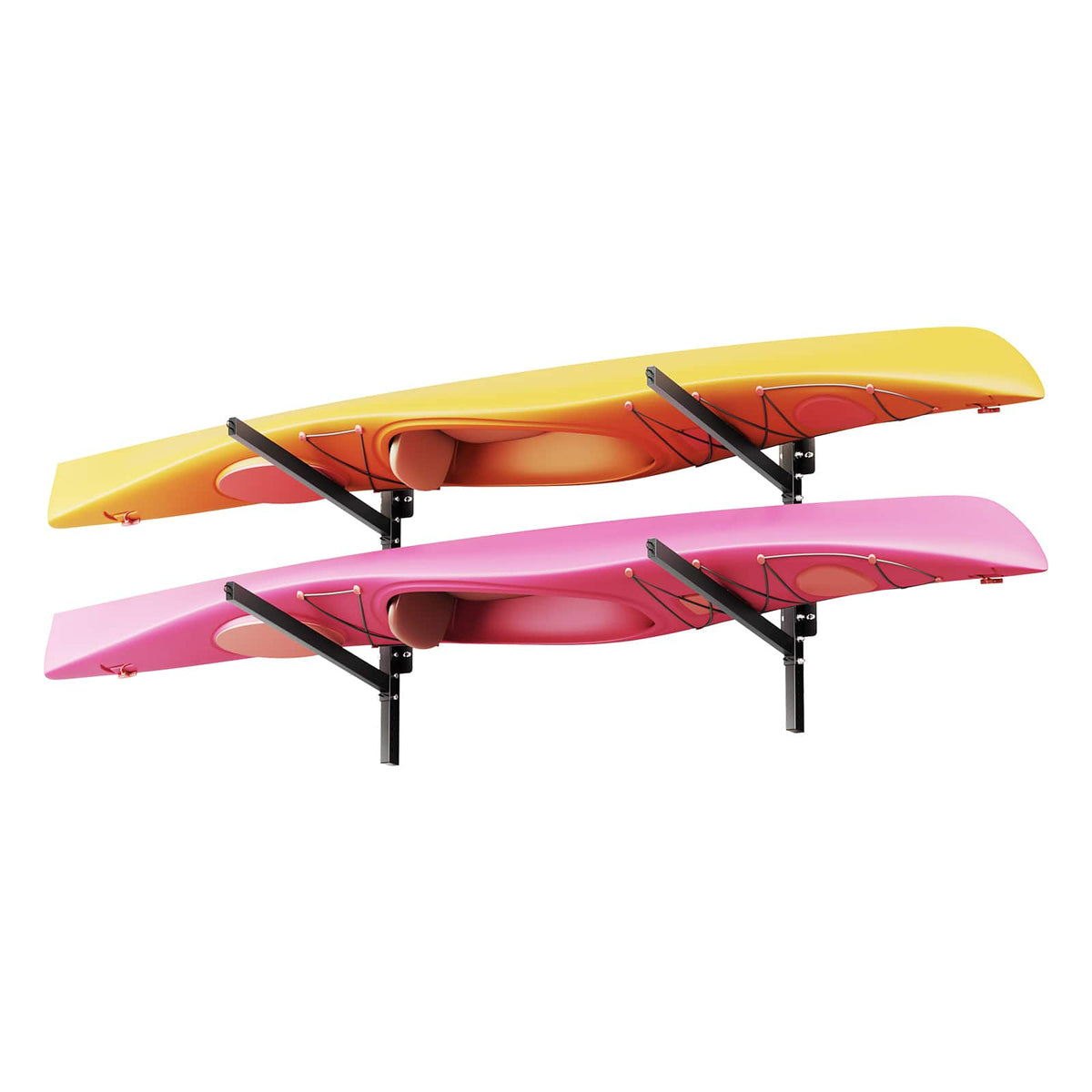 VEVOR - Kayak Storage Rack for 2 Kayaks, Holds 200 lbs, Heavy Duty Adjustable Wall Mount Stand for Indoor Outdoor Garage - Black