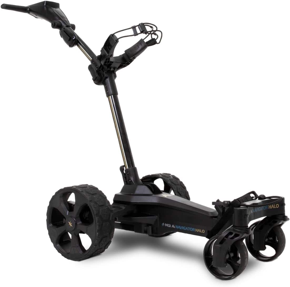 MGI - AI Navigator Halo Electric Golf Remote Control Push Cart - 40,000 Preloaded GPS Courses with 4" Touchscreen Display - Black
