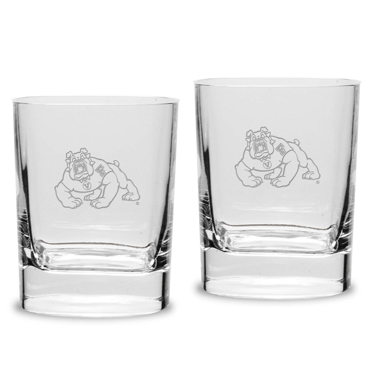 Jardine - Fresno State Bulldogs 2-Piece 11.75oz. Square Double Old Fashioned Glass Set - Multicolor