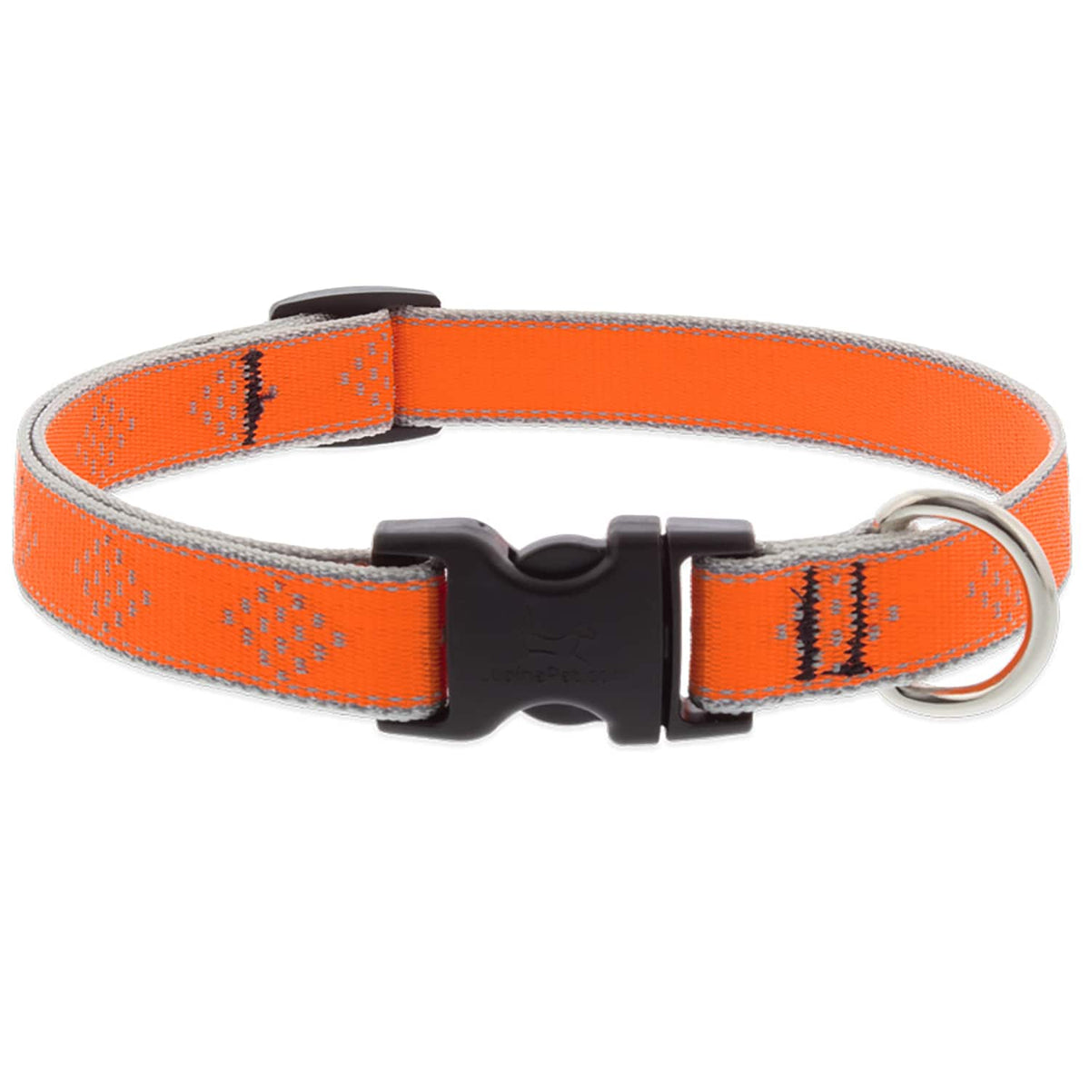 LupinePet - Reflective Diamond Nylon Dog Adjustable Collar - Orange