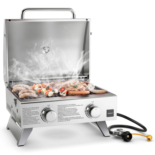 Instructions before sighting:

1. Ensure the grill is turned off and cooled down before opening the lid.
2. Select a burner and turn it on.
3. Wait for the burner to heat up for 15 seconds.
4. Remove the cover from the burner.
5. Turn the burner off.
6. Follow the instructions on the grill to ensure proper usage.

Note: The instructions are in French, but the general steps are clear.