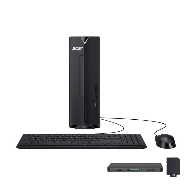 Acer - Aspire Desktop, Intel Celeron N4505, 16GB RAM, 512GB SSD+1TB Dock Set, Keyboard & Mouse, WiFi6, Win 11 Pro - Black