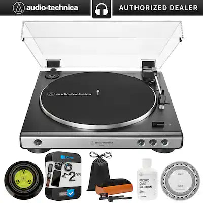Audio-Technica - Fully Automatic Belt-Drive Turntable 33-1/3 & 45 RPM + 2 Year Extended Warranty Bundle