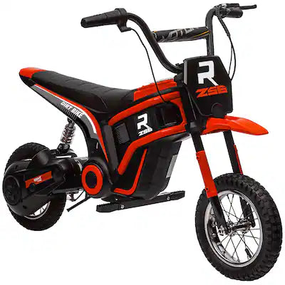 Aosom - Electric Dirt Bike with Twist Throttle, 24V 350W Off-Road Motorcycle, Up to15MPH with Brake, Music, Suspension for 13+