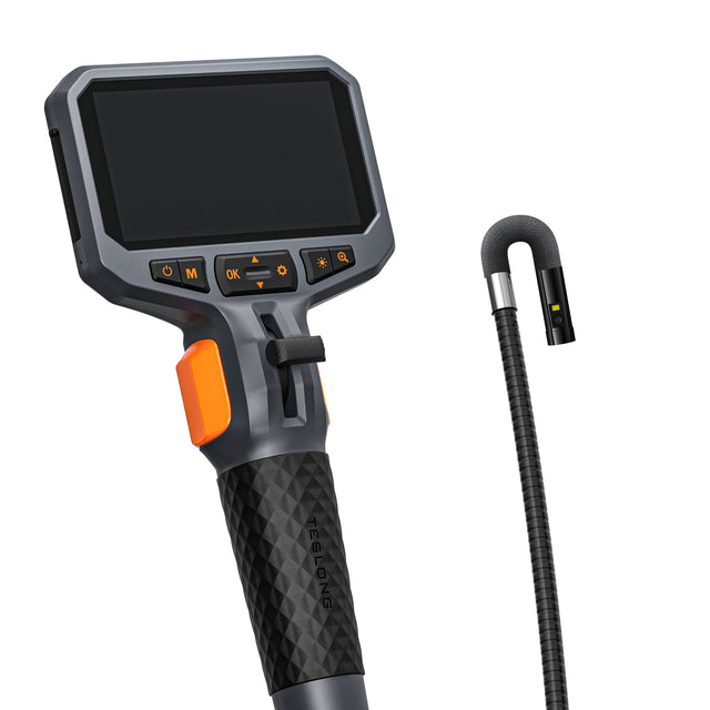 Front. Teslong - TD450s 2-Way Articulating 8.5mm (0.33") Dual Lens Inspection Camera 5ft (1.5M) w/ 4.55inch Screen - Black / Metallic Grey / Orange / Chrome.