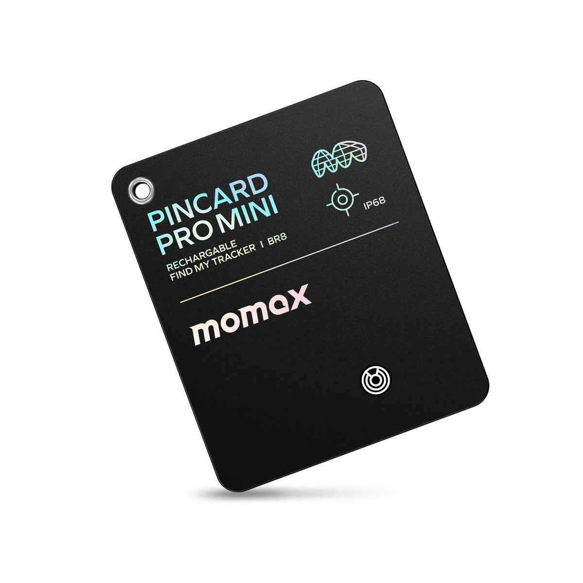 Momax - Rechargeable Bluetooth Tracker, Key Finder IP68 Waterproof, iOS Only Smart Tracking Tag for Luggage, Wallet - Small - Black