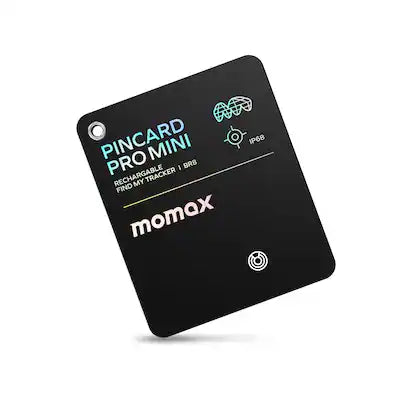 Momax - Rechargeable Bluetooth Tracker, Key Finder IP68 Waterproof, iOS Only Smart Tracking Tag for Luggage, Wallet - Small