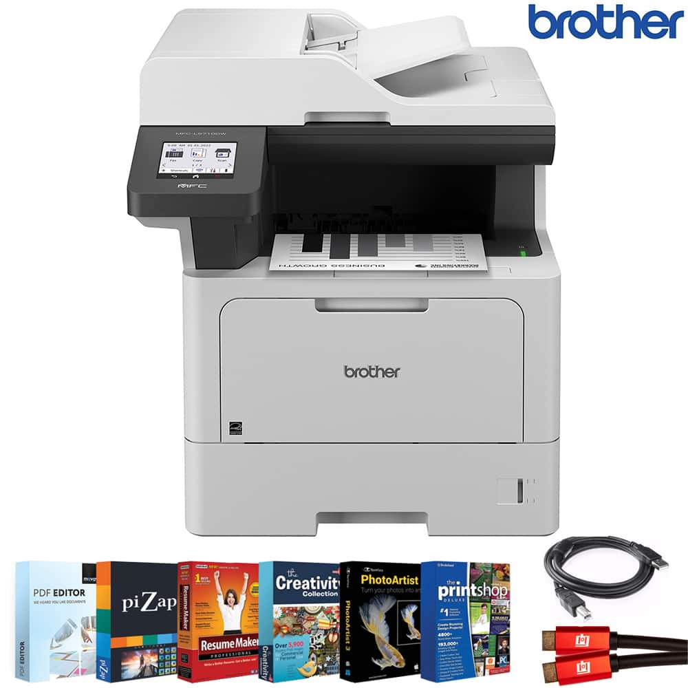Brother - Business Monochrome Laser All-in-One Printer MFC-L5710DW + Accessories Bundle