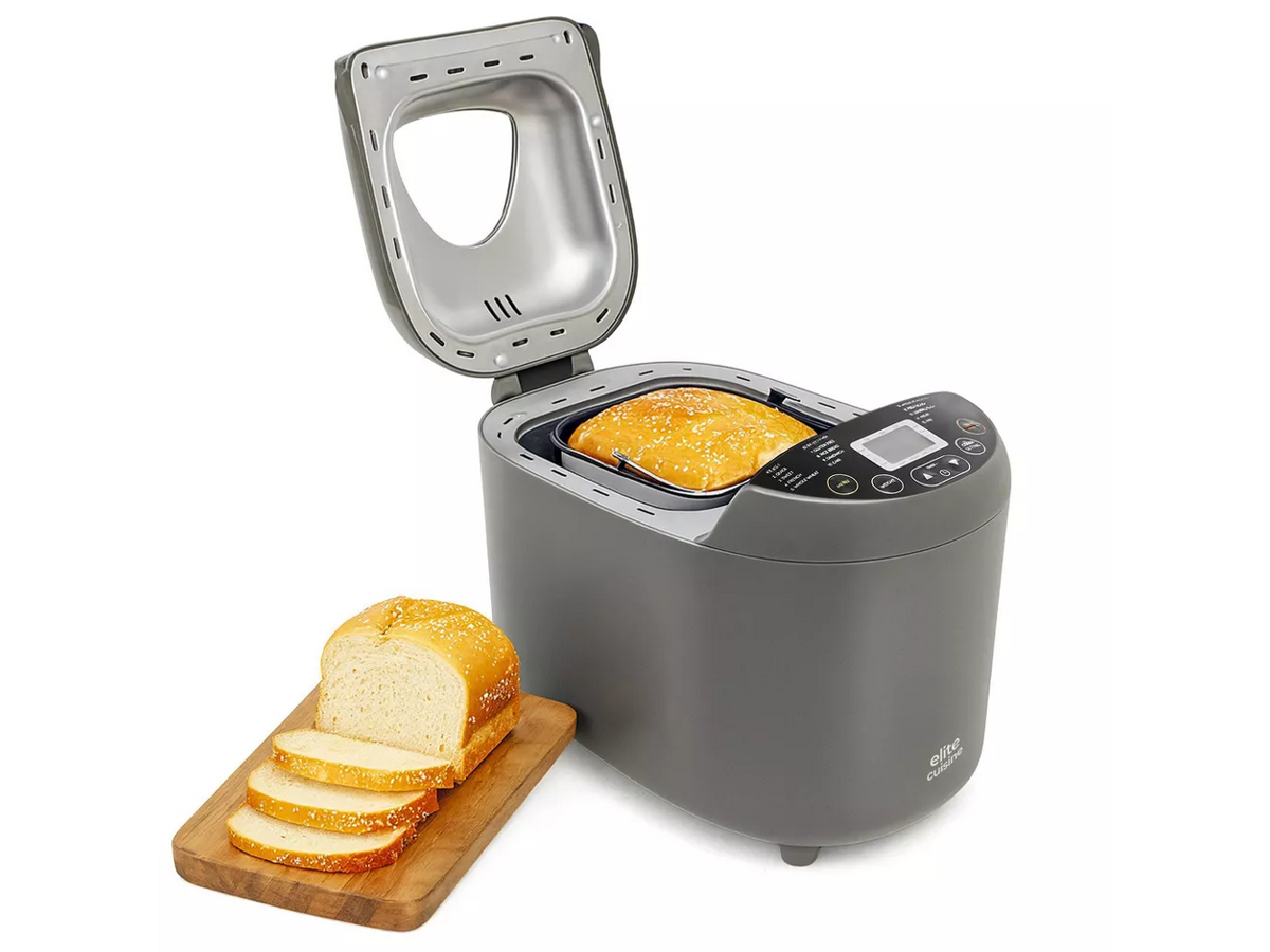 Elite Gourmet - Elite Cuisine EBML2500 Programmable Bread Maker with Ceralast Ceramic Pan & Blade - Black