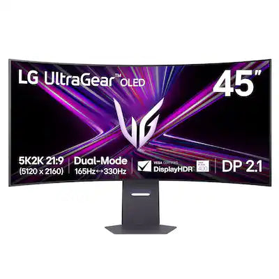 LG - UltraGear 45" OLED Dual Mode (5K2K WUHD 165Hz, WFHD 330Hz) 0.03ms G-Sync/FreeSync Premium Pro Gaming Monitor