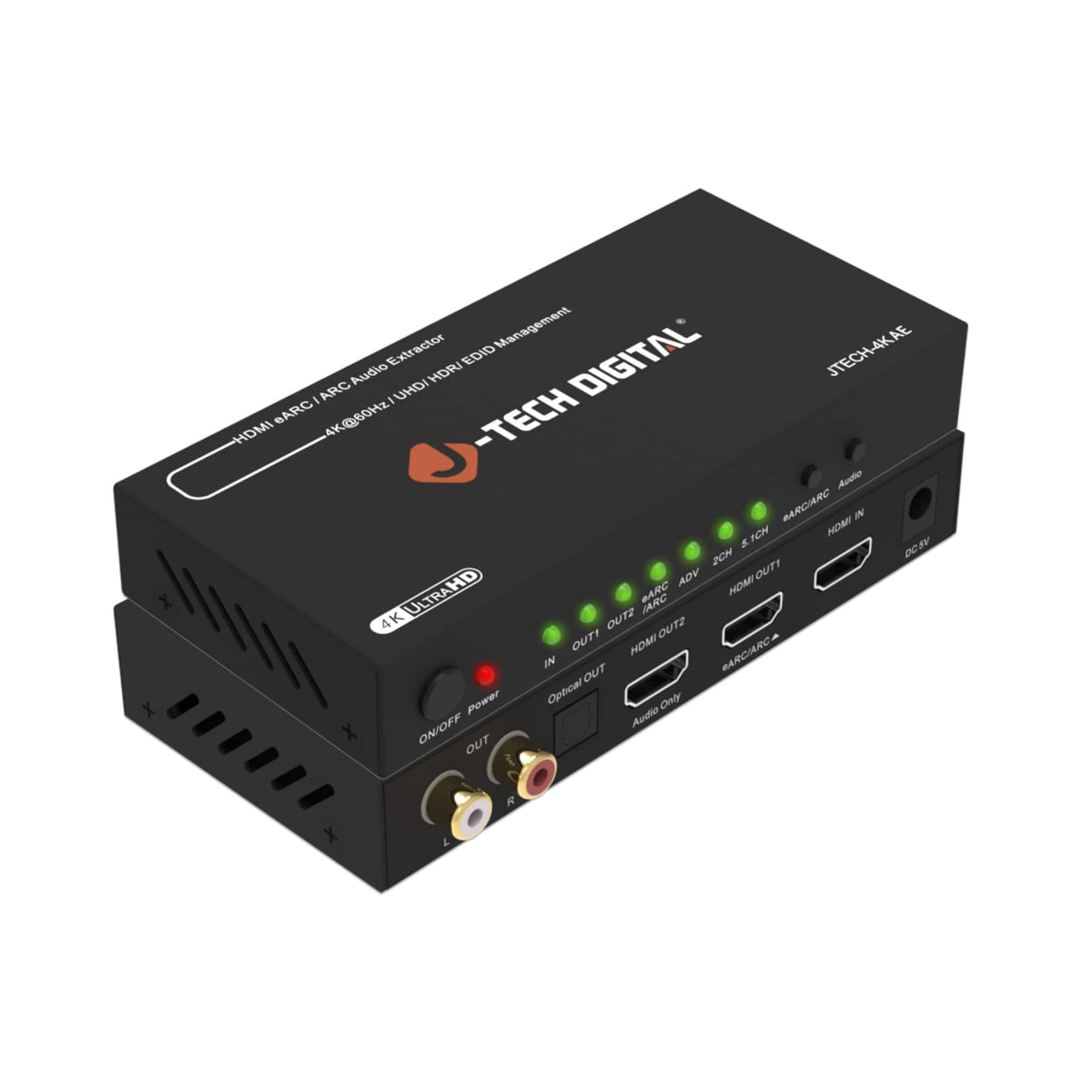 J-Tech Digital - 4K 60Hz HDMI eARC / ARC Audio Extractor - Black