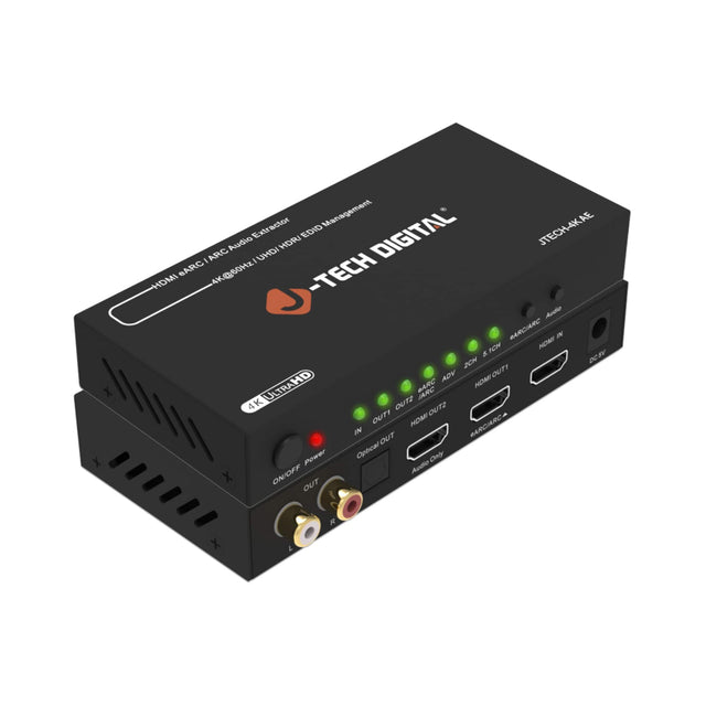 - HDMI ARC / ARC Audio Extractor
- 4K@60Hz / UHD HDR EDID Management
- STECH-4KAE
- DIGITAL Audio
- ARC
- UHD
- SARC
- 4K@60Hz
- HDMI Auso
- BARGIARC
- IN
- SICH
- NOWY
- & DCIV
- 2CH ADY OUTT
- ULTRAHD
- BARC
- HOMI
- JARC
- 4K OUTZ
- STUO OUTT
- HOMI
- BARCAARCA
- RCA IN OUT
- Power
- ON/OFF
- Audio X OUT
- X E R