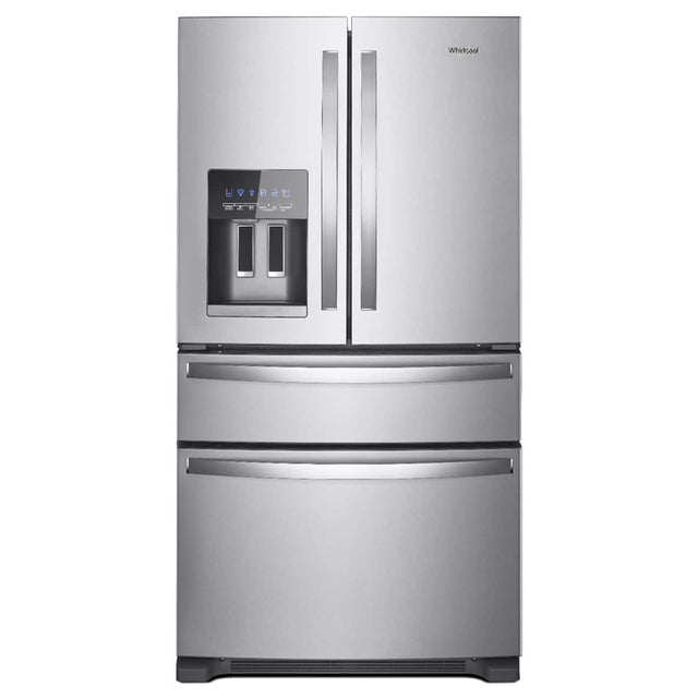 Front. Whirlpool - 36 in. Wide 25 cu. ft.  Wide French Door Bottom Mount Refrigerator with Two-Tier Freezer Storage - Fingerprint Resistant Stainless Steel.