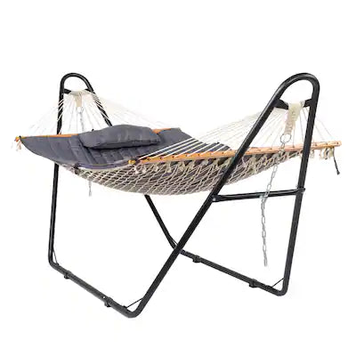 Winado - 10 FT Hammock Set, Hammock with Stand, Rope Hammock, Pillow, Pad, Adjustable Steel Chains for Outdoor Garden Backyard