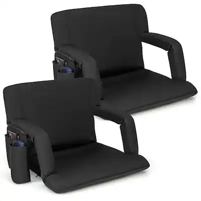 Costway - 2 PCS Stadium Seat for Bleachers Bleacher Chair with 6 Adjustable Positions Back Support