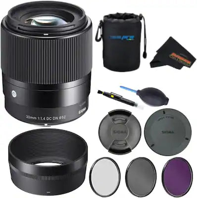 Sigma - 30mm f1.4 Contemporary DC DN Lens for Sony E Bundle